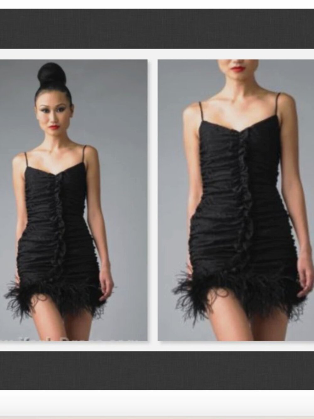 NWT  Issue New York Ruched short feather dress Black Size 8